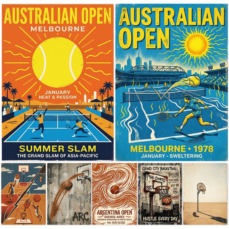 Badminton Poster - Vintage Tennis Basketball Wall Art Retro