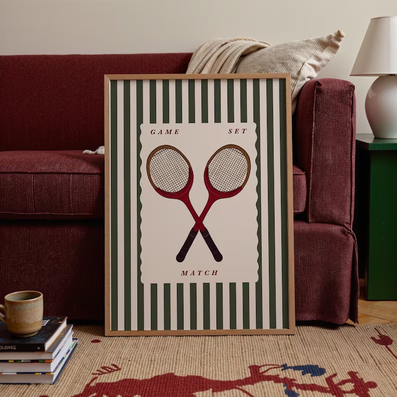 Badminton Poster - Retro Tennis Racket Wall Art Print