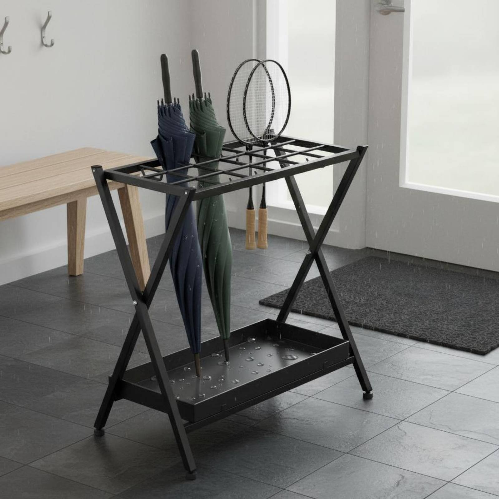 Badminton Racket - Foldable Badminton Racket Stand Stable Frame