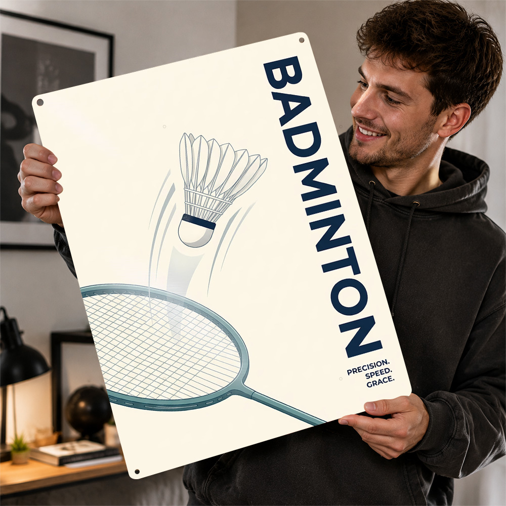 Badminton Poster - Minimalist Badminton Sport Poster Retro 3D