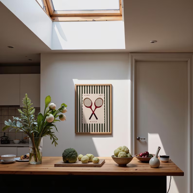 Retro Tennis Racket Wall Art P - Badminton Poster recension och pris