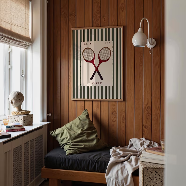 Retro Tennis Racket Wall Art P - Badminton Poster recension och pris