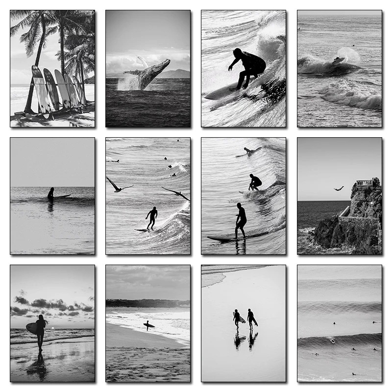 Fine Surfing Black and White P - Badminton Poster recension och pris